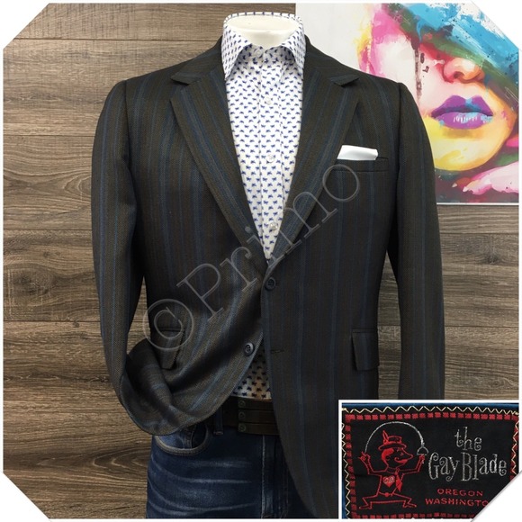 VINTAGE Mens Blazer Sport Coat Casual Jacket Size 42R Classic Wool Suit